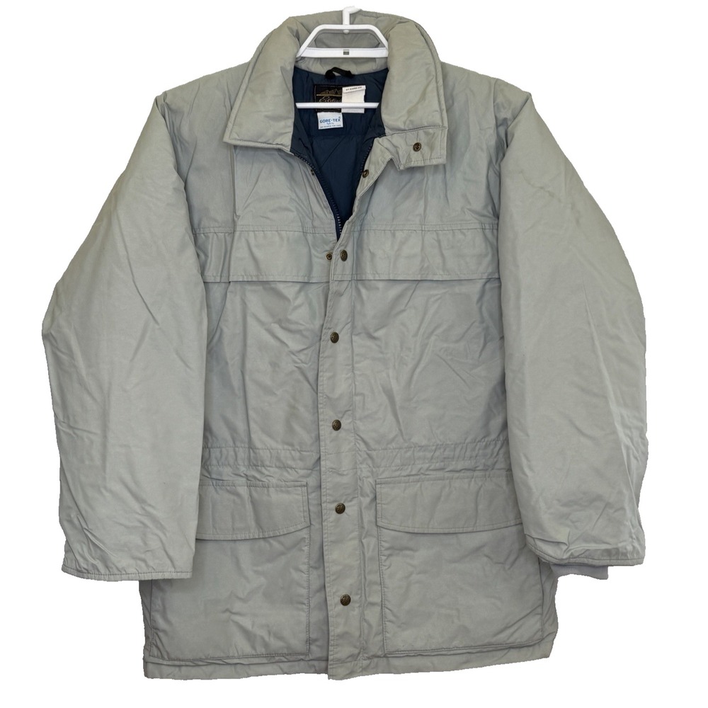 Eddie Bauer Goose Down Parka Jacket Mens Size Large Light Tan GoreTex USA Made‎